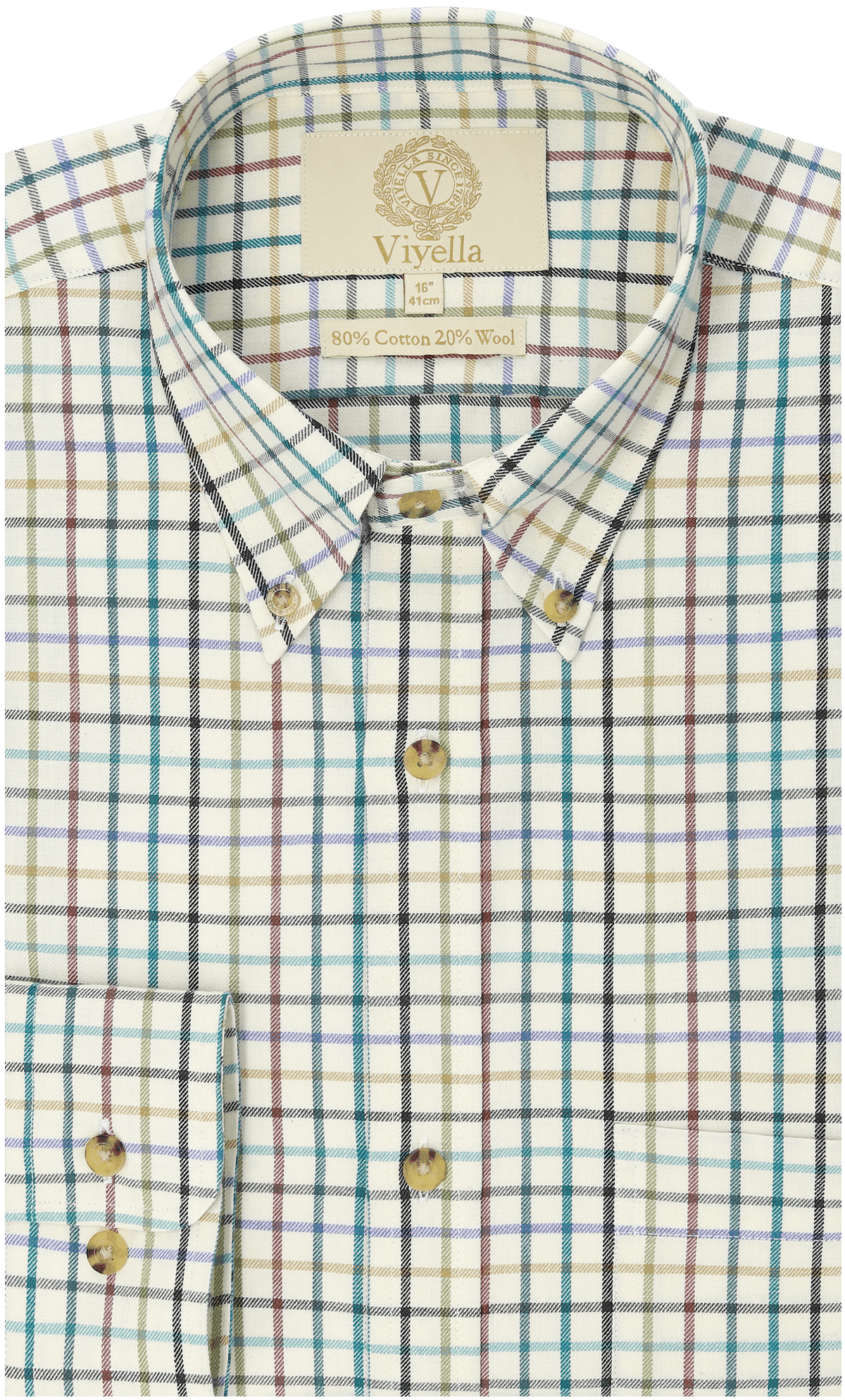 Chemise coton laine tattersall classic Homme Reverend green Viyella