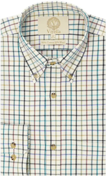 Chemise coton laine tattersall classic Homme Reverend green Viyella