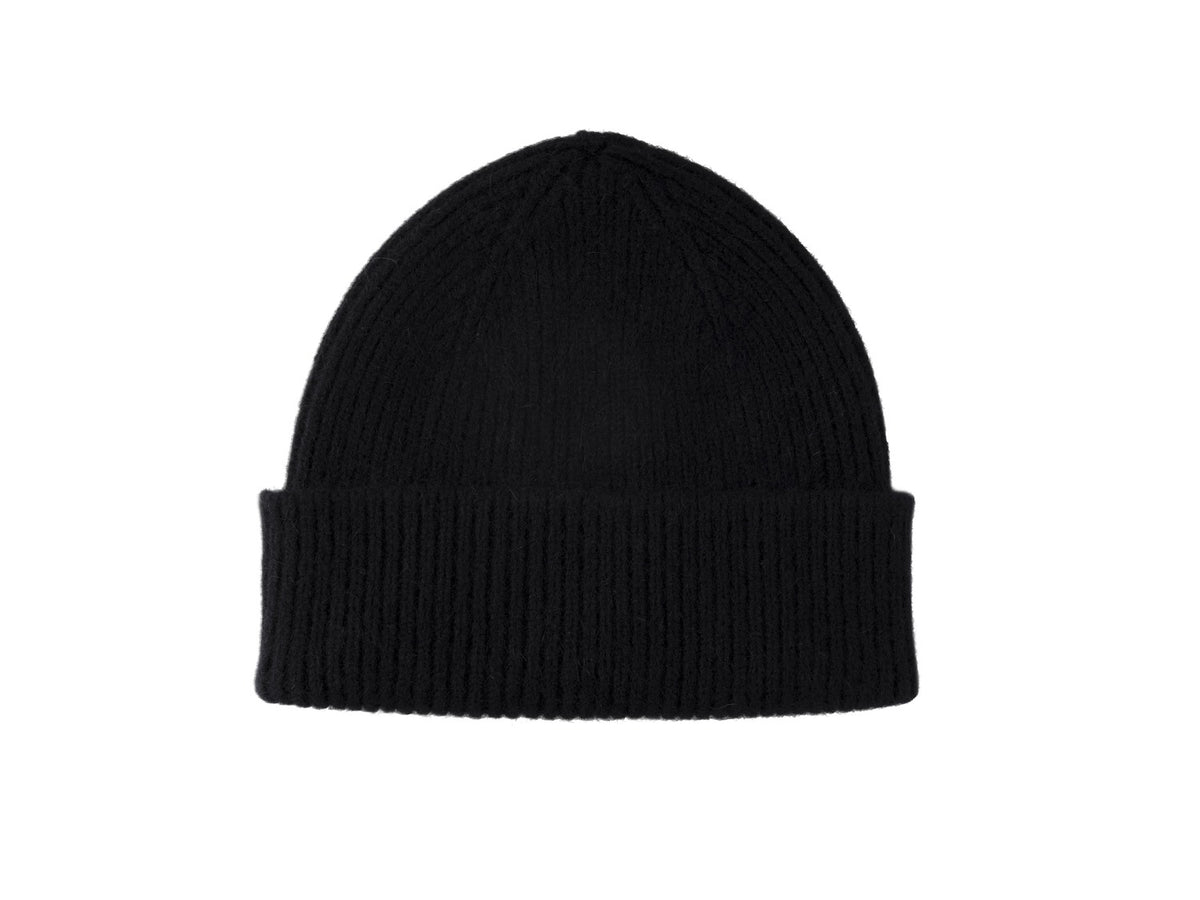 Bonnet en laine et angora mixte Barra Noir Mackie
