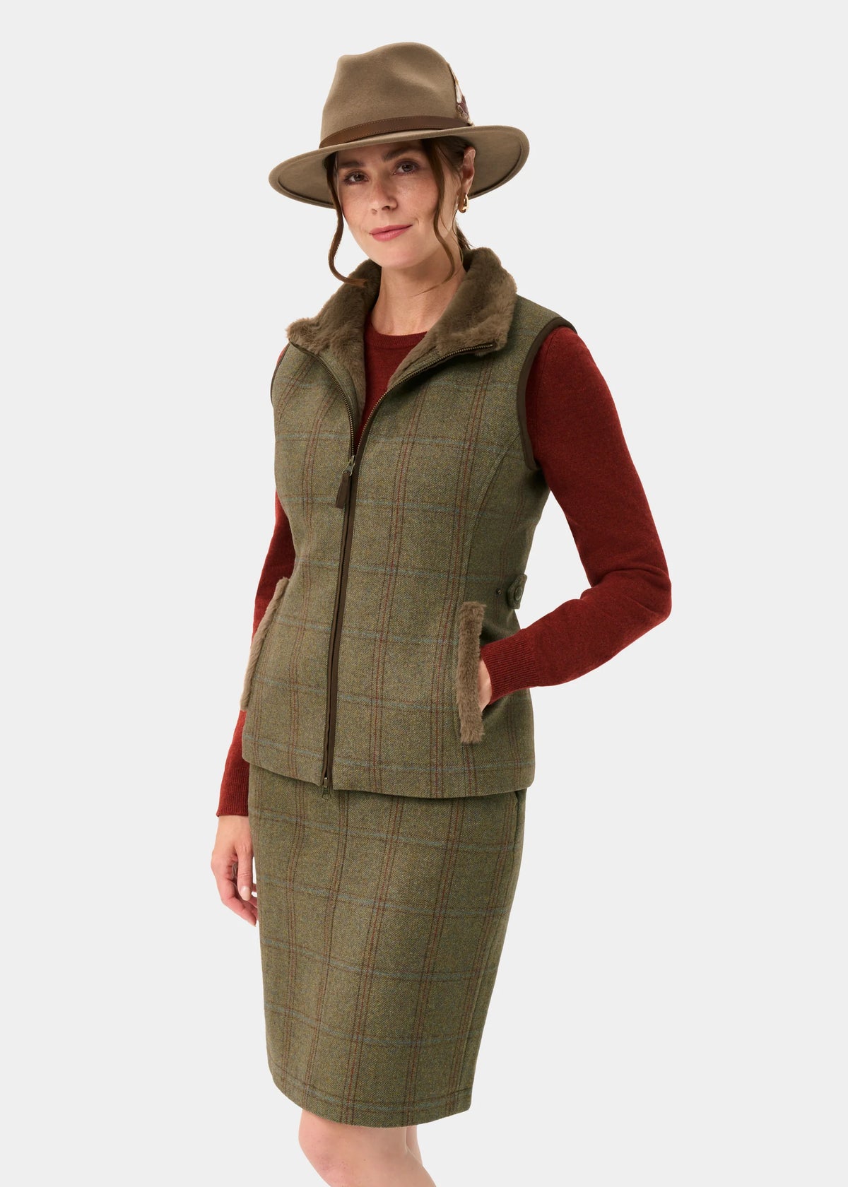 Gilet zippé en tweed Femme Compton - Laurel - Alan Paine