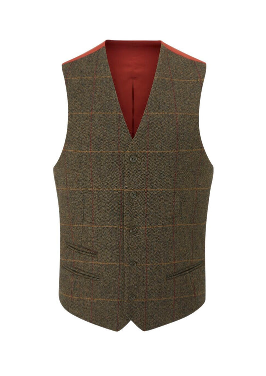 Gilet de costume dos satin en tweed alan paine compton teak