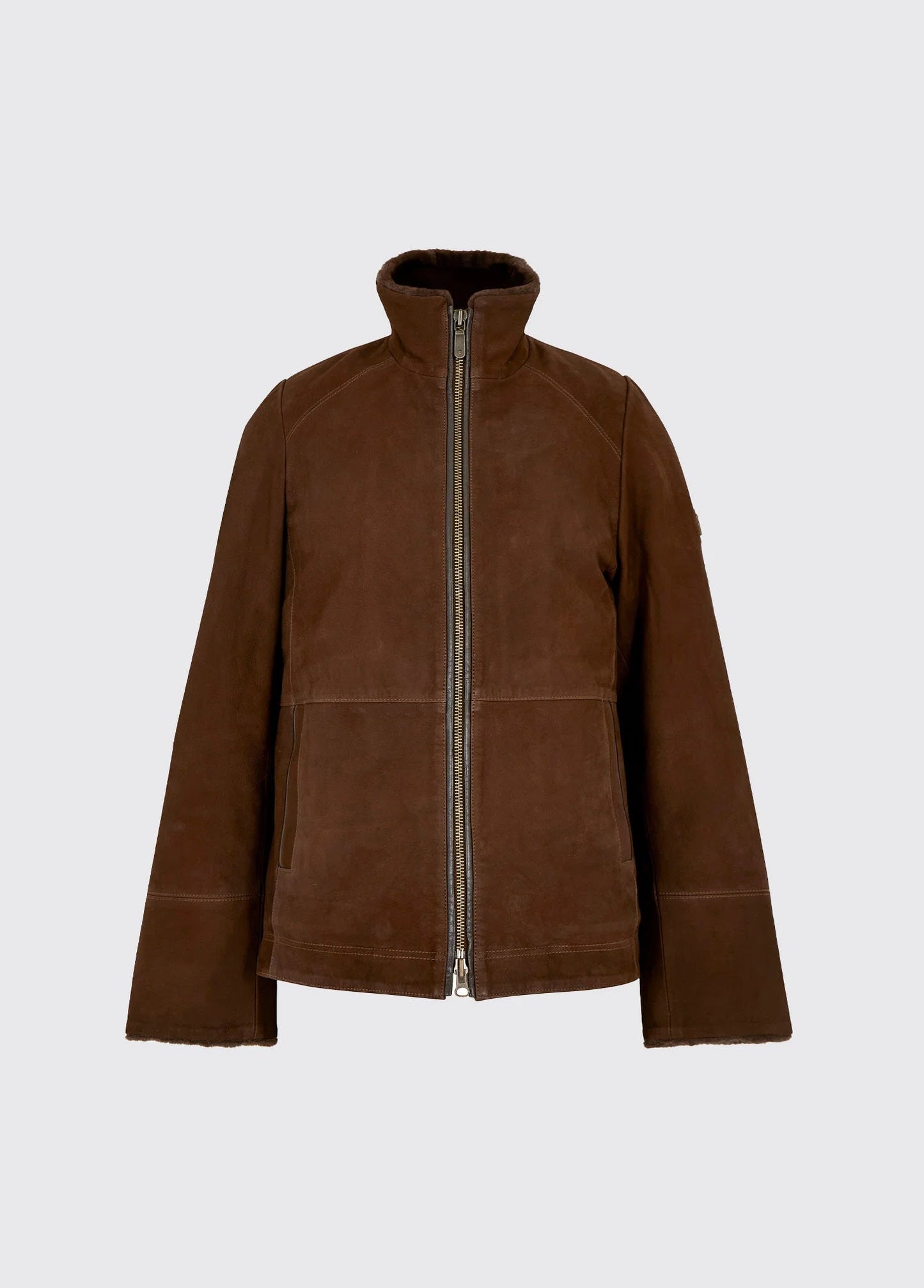 Veste en cuir doublée sherpa Merriman walnut