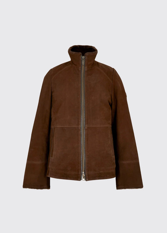 Veste en cuir doublée sherpa Merriman walnut