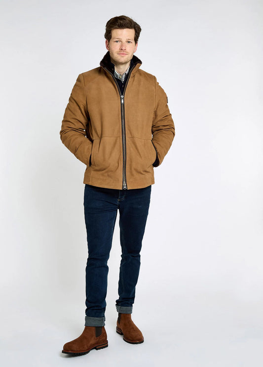Veste en cuir doublée sherpa Merriman walnut tan