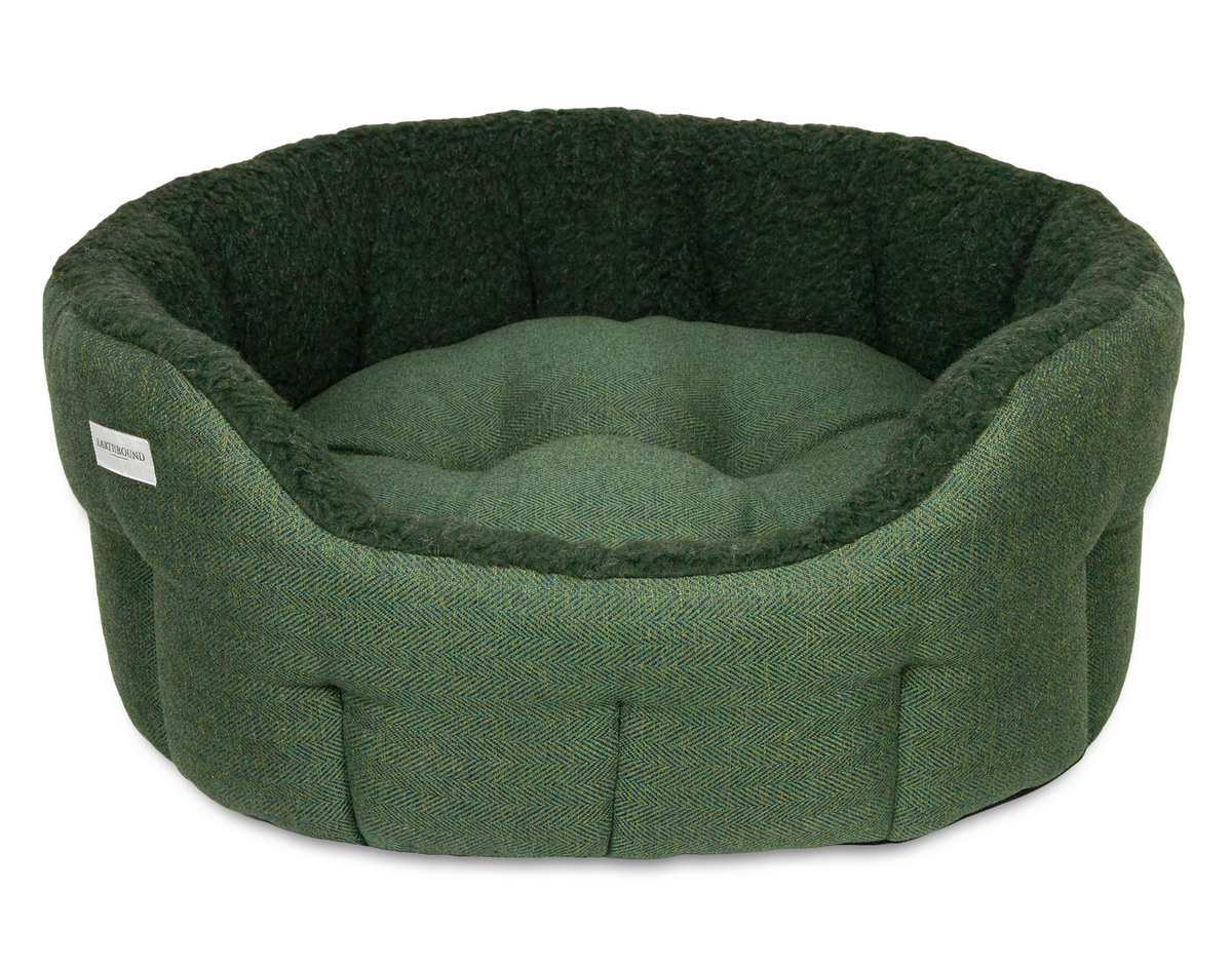 panier pour chien de chasse tweed pine green earthbound