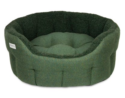 panier pour chien de chasse tweed pine green earthbound