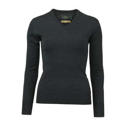 Pull merino femme col V Carnaby olive