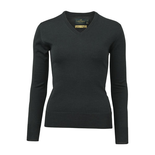 Pull merino femme col V Carnaby olive