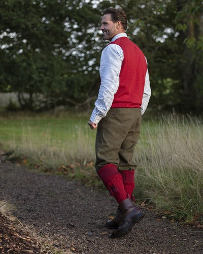 Chaussettes BOUGHTON brick red/navy + garters