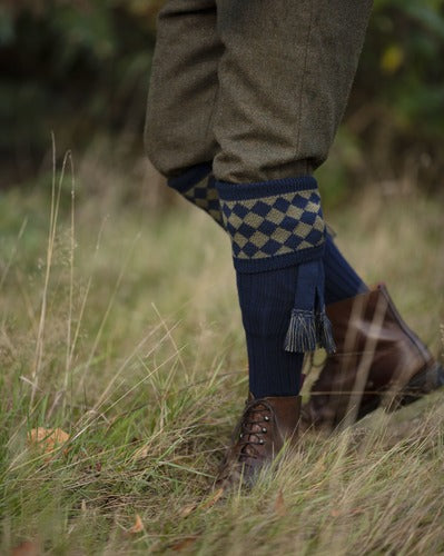 Chaussettes CHESSBOARD navy dk olive