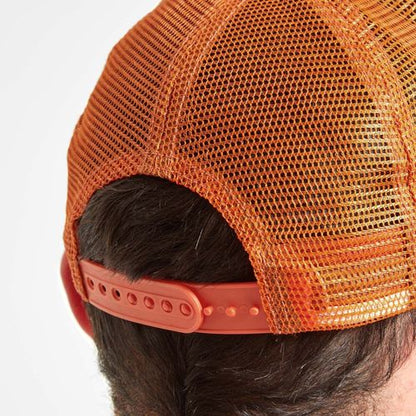 Fly fishing sunset orange trucker cap