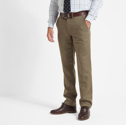Pantalon Ross tweed chevrons loden green