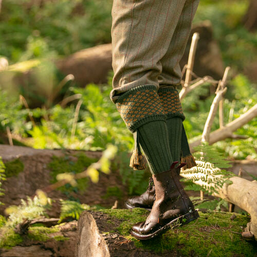 Chaussettes BOUGHTON navy/ochre + garters