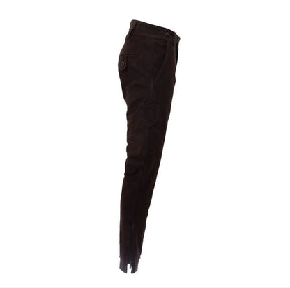 Pantalon cuir de buffle chocolat ""slim""
