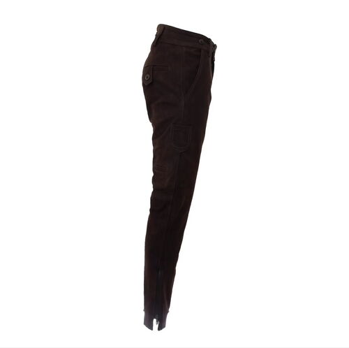 Pantalon cuir de buffle chocolat ""slim""