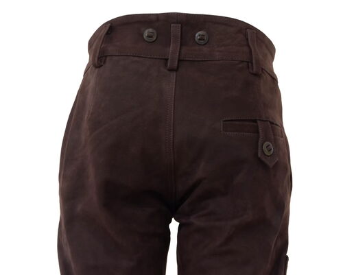 Pantalon cuir de buffle chocolat ""slim""