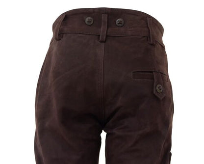 Pantalon cuir de buffle chocolat ""slim""
