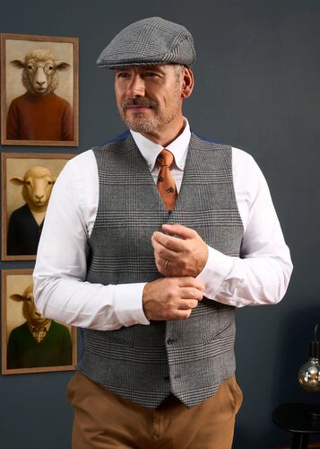 Gilet Surrey dos satin blue check