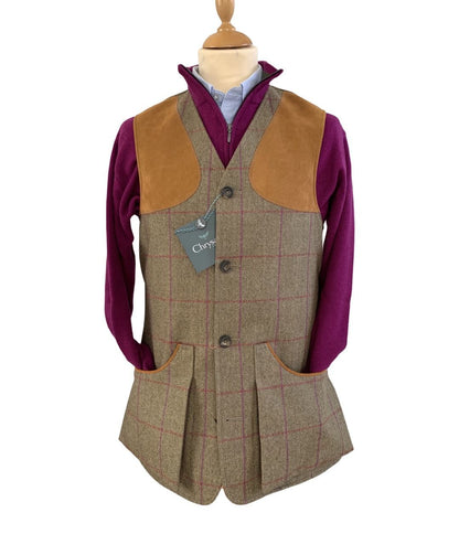 Gilet tweed Moorland pink red