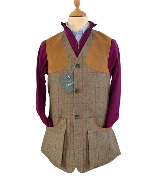 Gilet tweed Moorland pink red