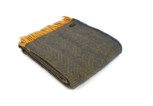 Plaid lifestyle herringbone Navy/mustard