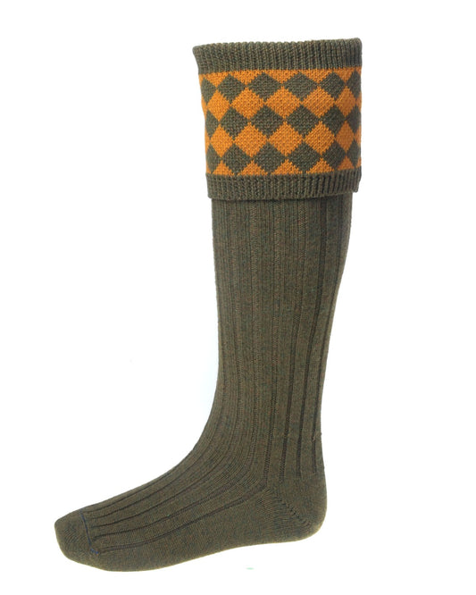 Chaussettes CHESSBOARD brachen ochre