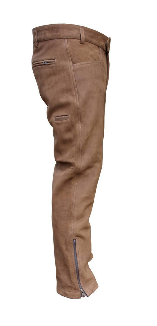 Pantalon cuir de buffle marron