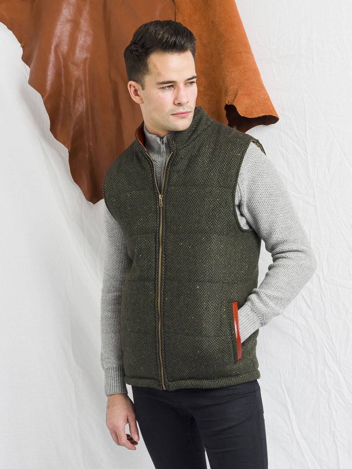 Gilet bodywarmer tweed green