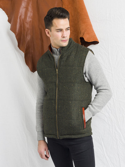Gilet bodywarmer tweed green