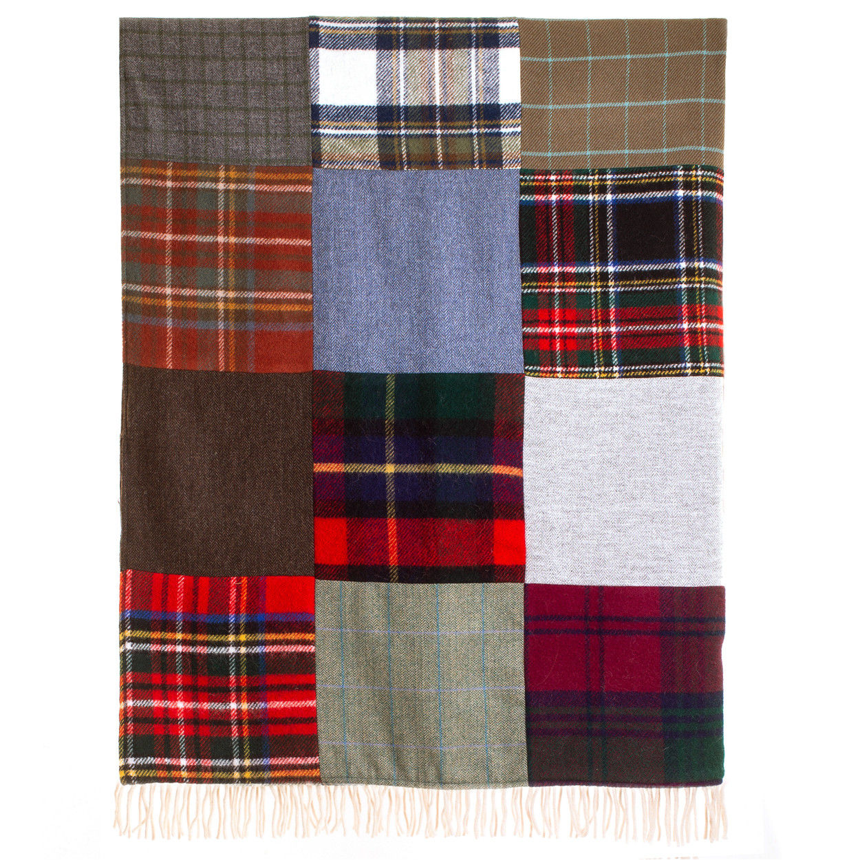 Patchwork tweed and tartan throw