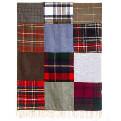 Patchwork tweed and tartan throw