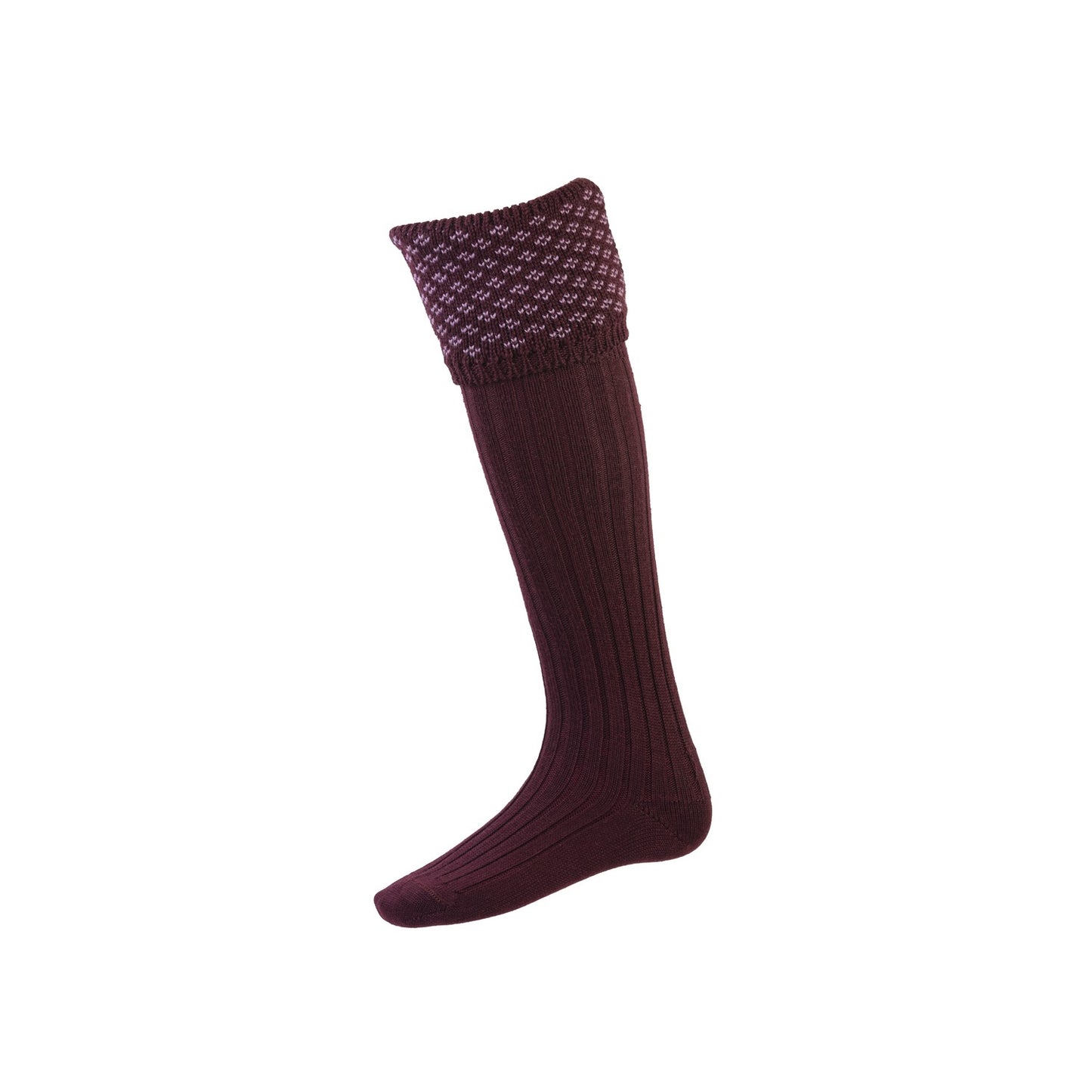 Chaussettes BOUGHTON mulberry/lilac + garters