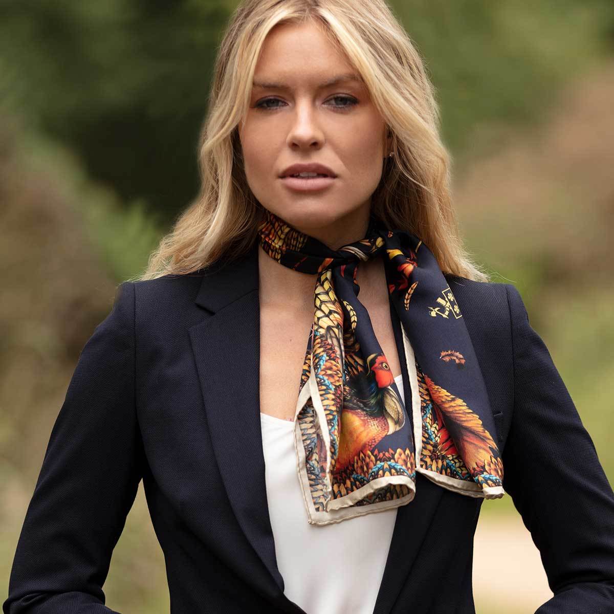Foulard étroit Heads or Tails navy