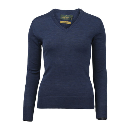 Pull merino femme col V Carnaby olive