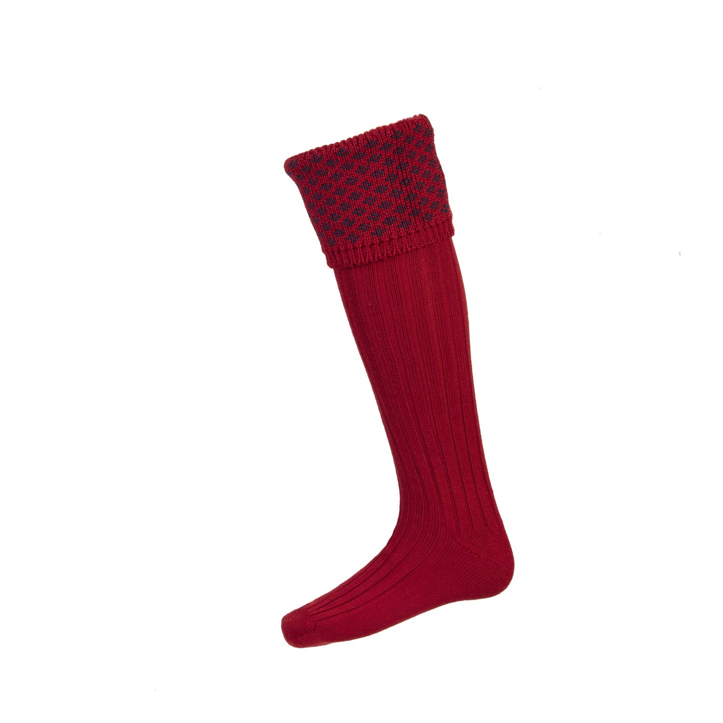 Chaussettes BOUGHTON brick red/navy + garters