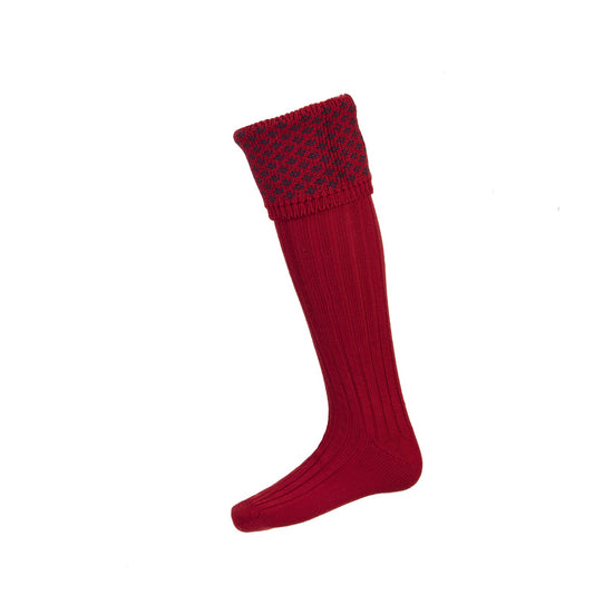 Chaussettes BOUGHTON brick red/navy + garters