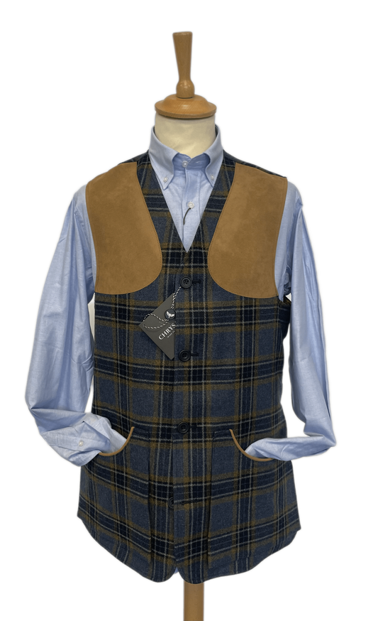 Gilet tweed Moorland JH2 bleu ochre