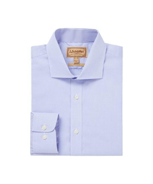Chemise greenwich light blue micro check