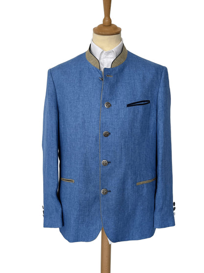 Veste autrichienne Murau mittel blau en lin