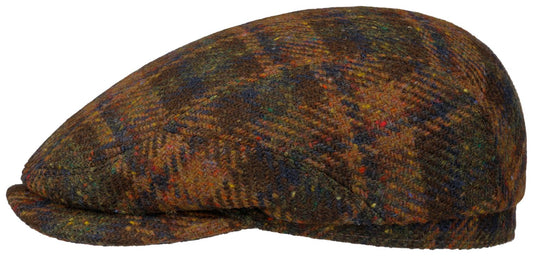 Casquette driver woolen check almond olive