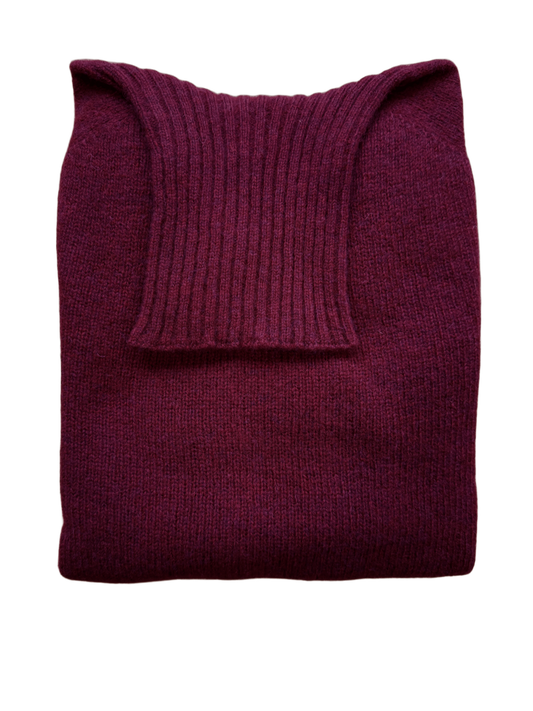 Pull col roulé claret
