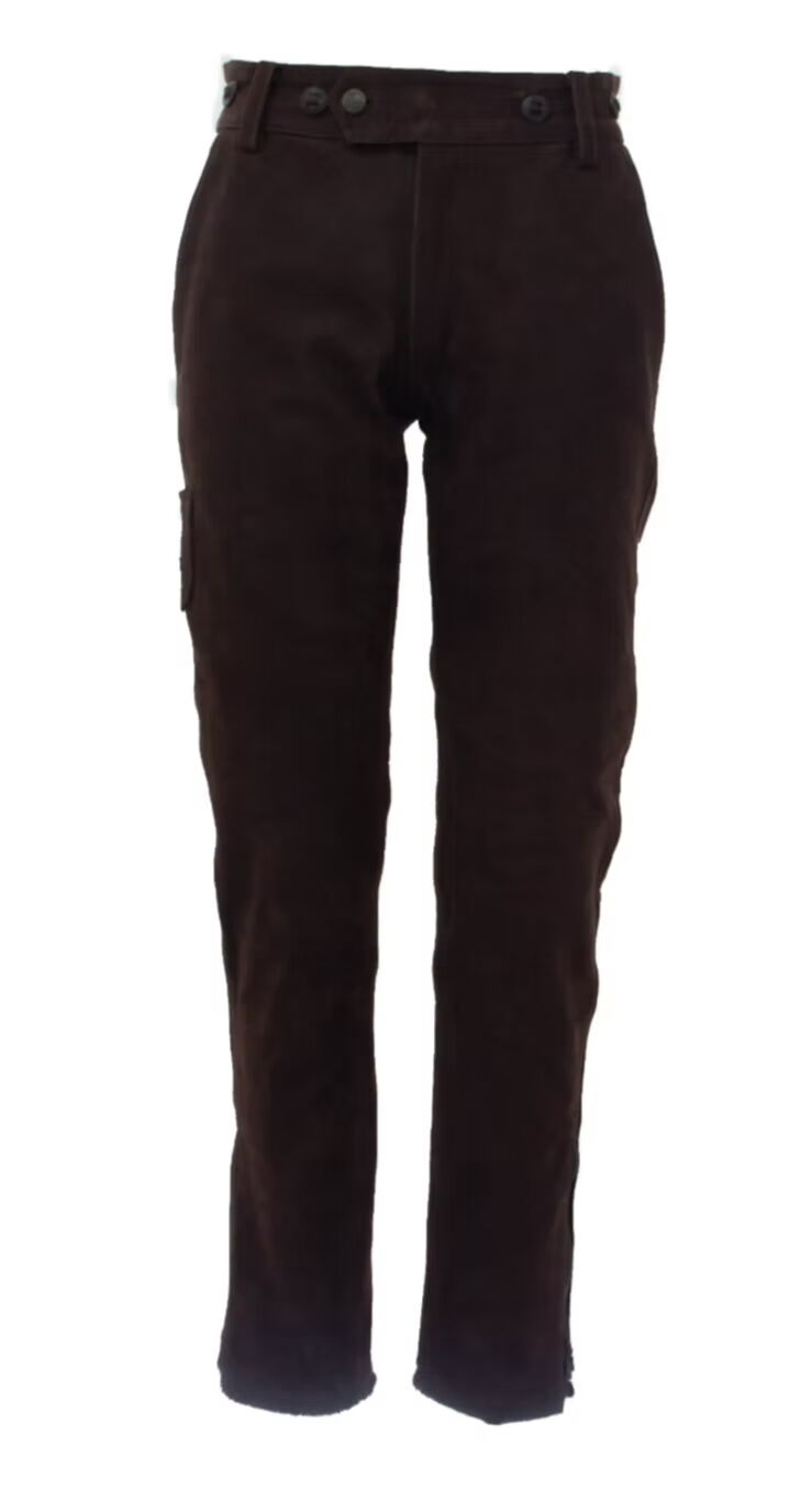 Pantalon cuir de buffle chocolat ""slim""