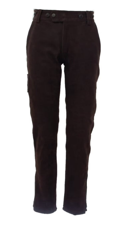 Pantalon cuir de buffle chocolat ""slim""