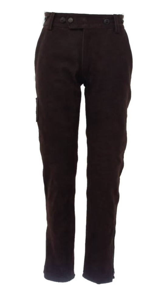 Pantalon cuir de buffle chocolat ""slim""