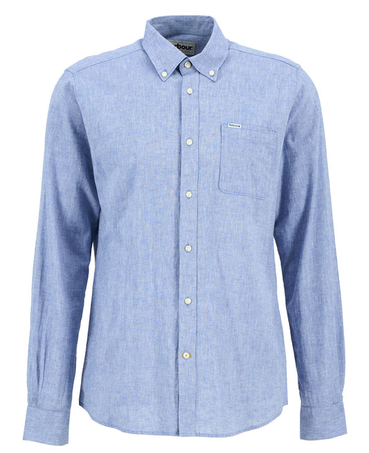 Chemise tailored lin coton Nelson blue