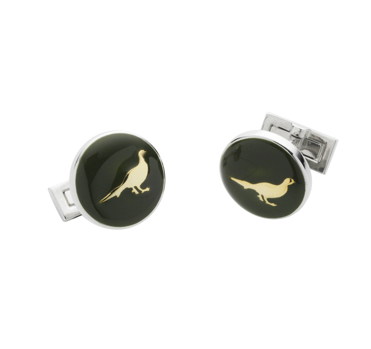 bouton manchette chasse faisan vert laksen