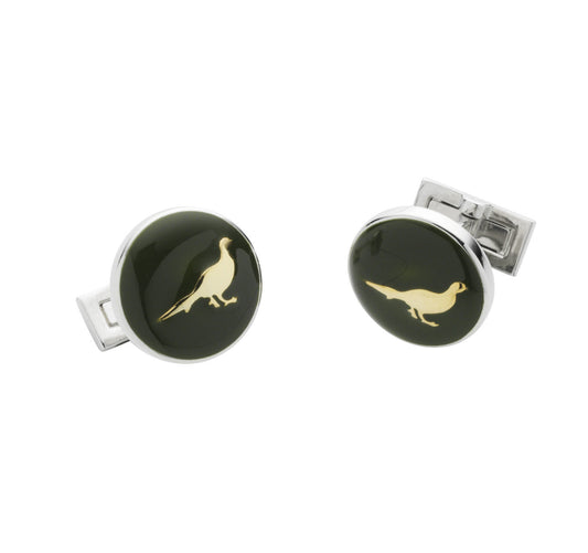 bouton manchette chasse faisan vert laksen