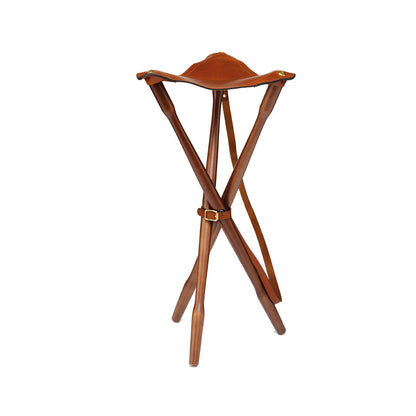 Trépied teak et cuir