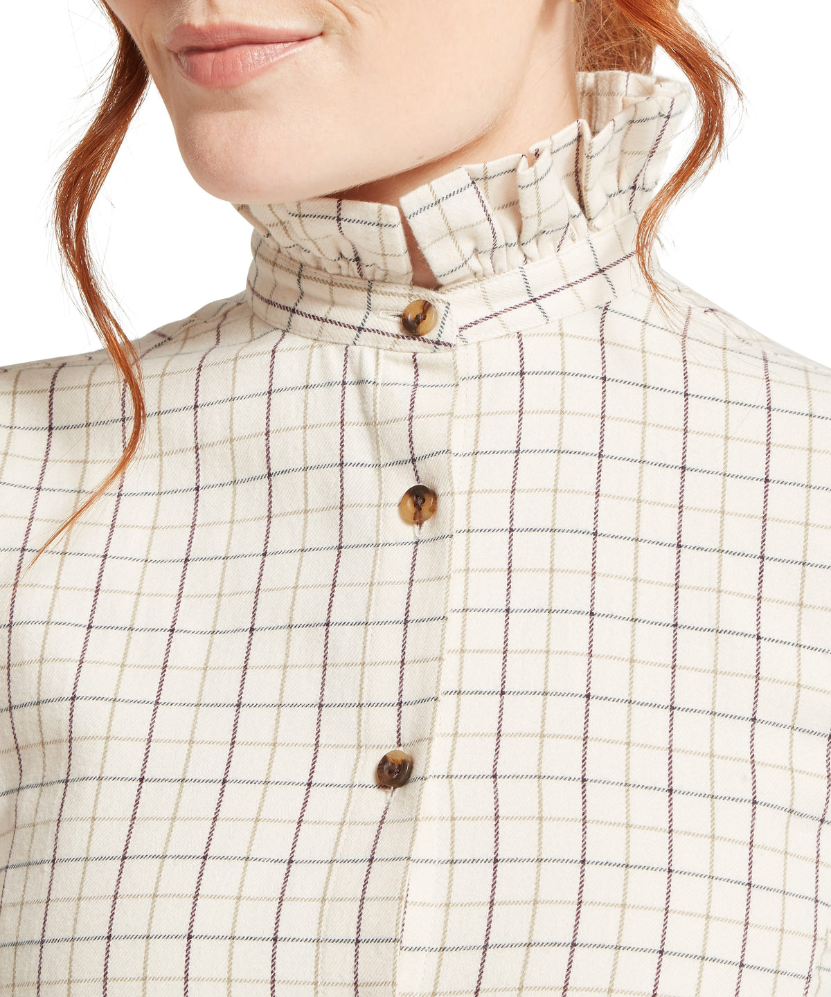 Chemise en coton brossé femme Sheringham - Beetroot check - Schoffel