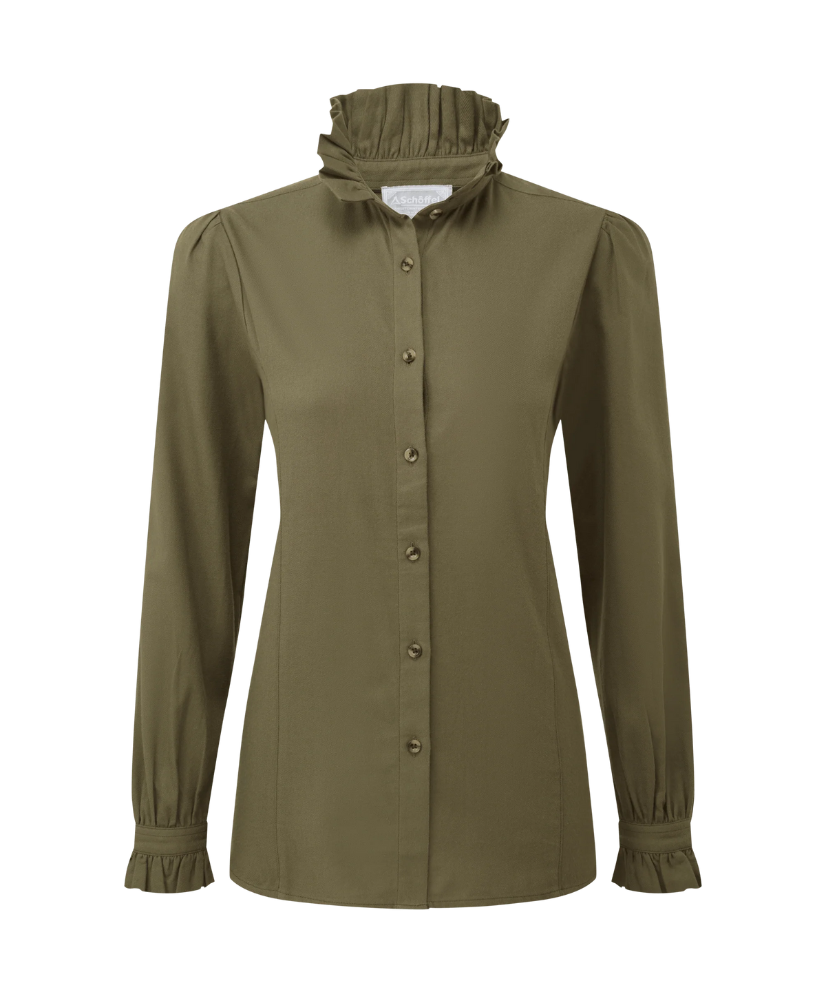 Chemise en coton brossé femme Sheringham - Dark Khaki - Schoffel